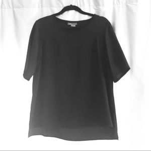 VINCE NWOT 100% SILK BLACK TUNIC SHORT SLEEVES
